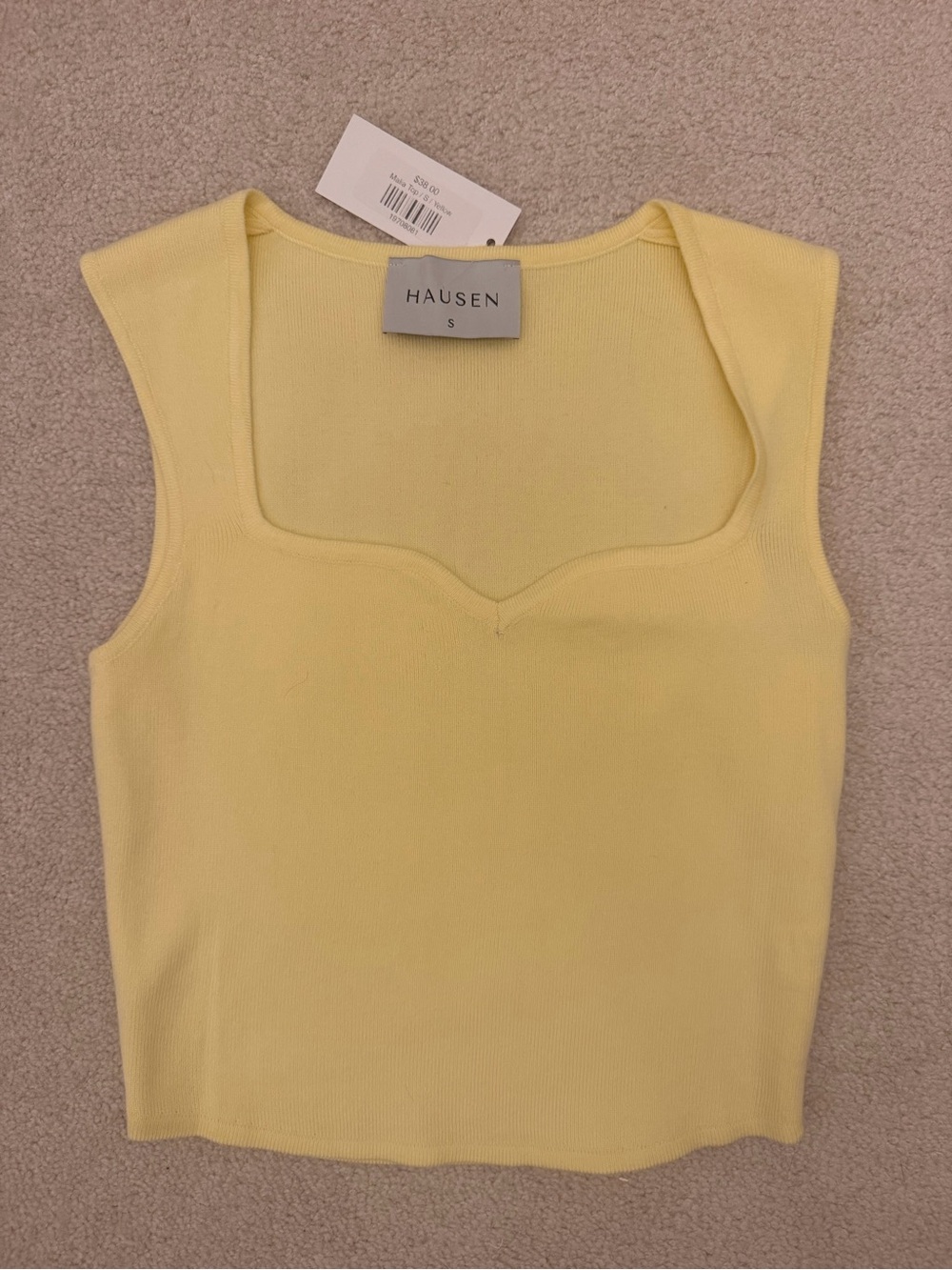 Hausen Yellow Soft Ribbed Square-Neck Tank